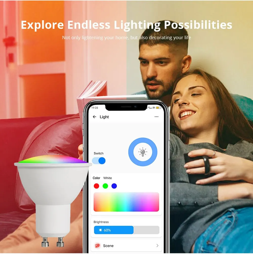 GU10 WiFi Smart LED Bulb RGB CW White 5W Dimmable Lamps EWelink APP Control Ligh