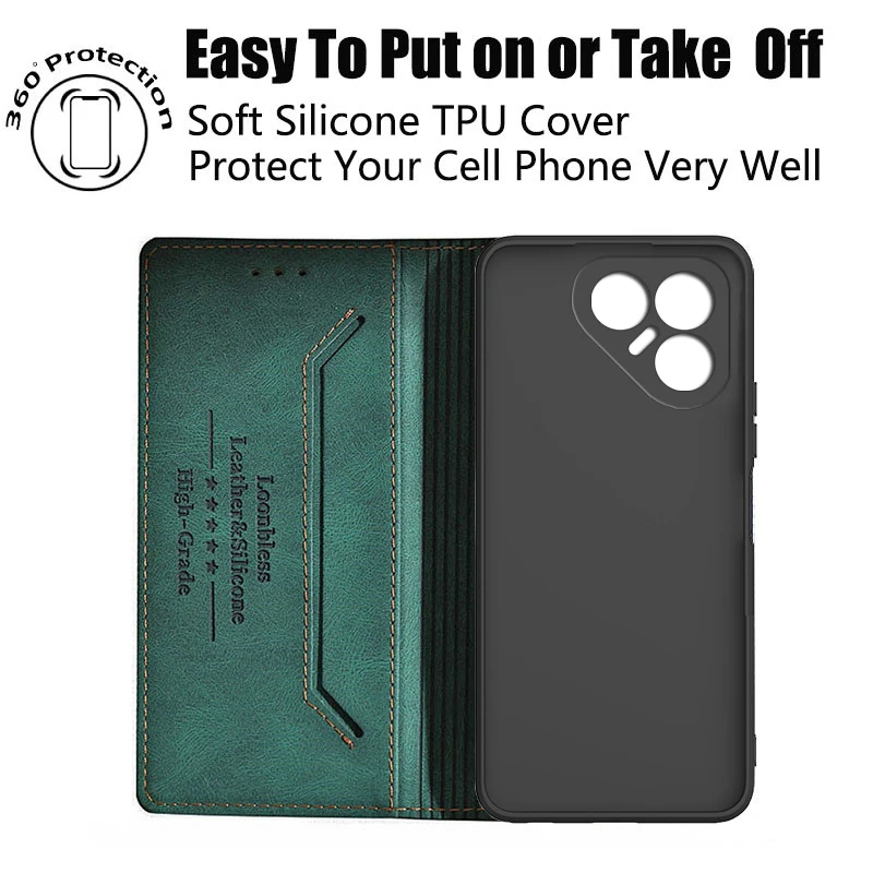 Elegant Leather Flip Phone Case - Premium Protective Cover and Holster