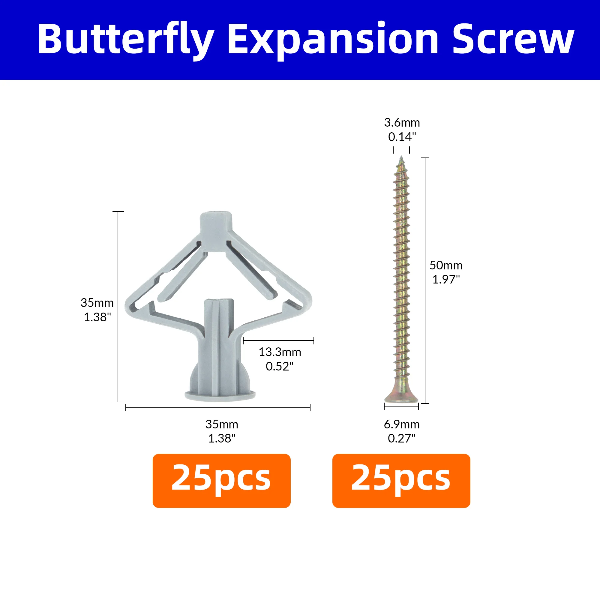 Nylon Expansion Drywall Anchoring Kit Special For Drywall With Galvanized Carbon Steel Screws Self-Drilled Wall 25 Sets drywall anchors drywall anchoring kit