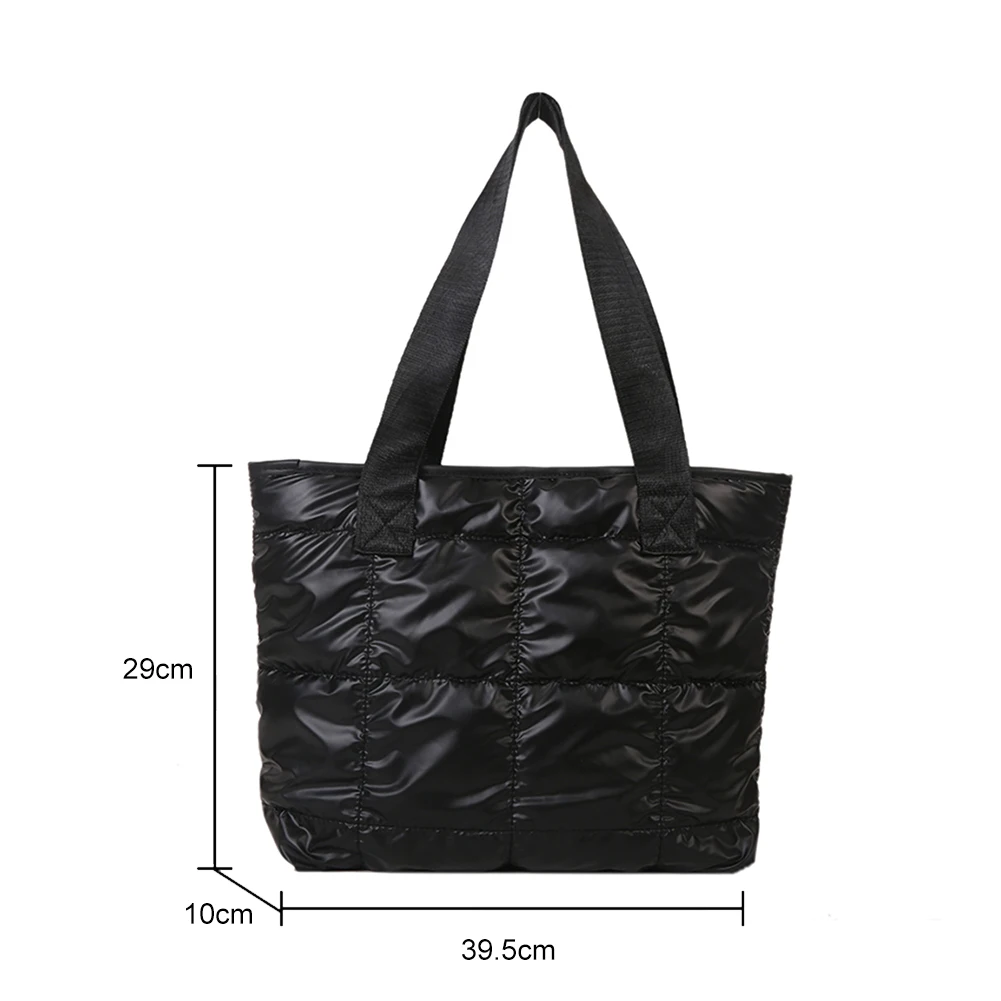 Borsa tote da donna alla moda Borsa tote da donna imbottita in cotone di grande capacità Borsa per la spesa a rombo trapuntata solida per viaggi di piacere - immagine 6