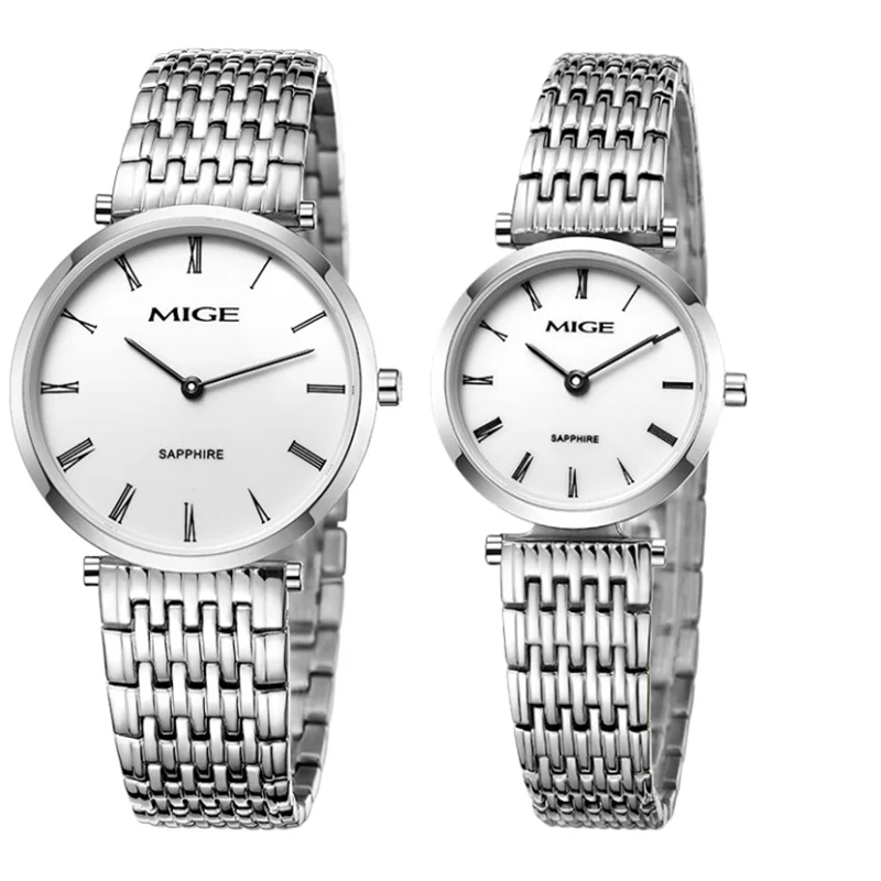 Классические деловые простые водонепроницаемые кварцевые часы MIGE серии Shadow MG3333 с розовым бриллиантовым ремешком