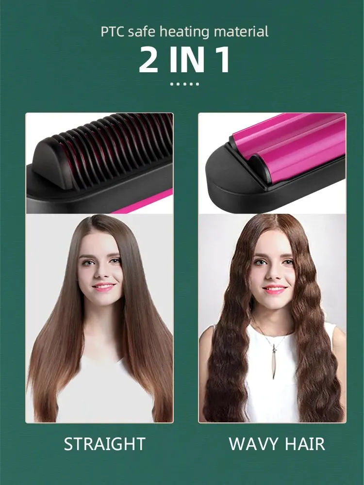 KEMEI 2 IN 1Wide Flat Hair Straightener, 1.7inch Straightening Irons for Thick Hair, Adjustable Temperature 140&deg;-220&deg;