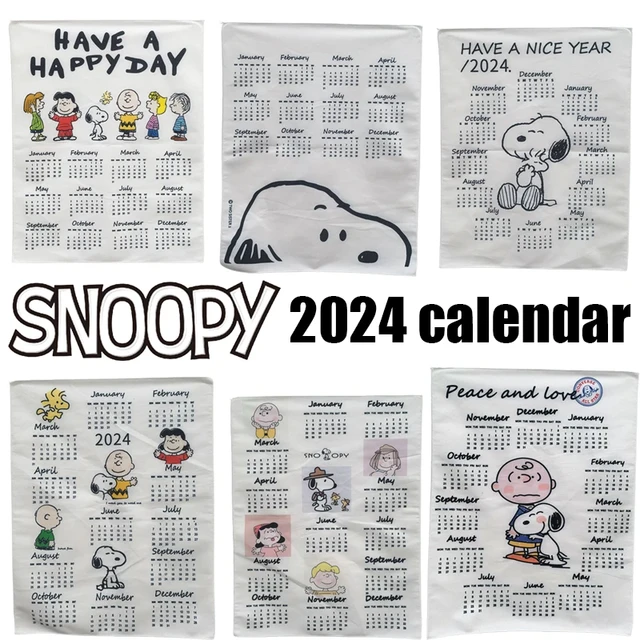 Snoopy 2024 Calendar Anime Wall Hanging Calendar Decoration Stationery  School Office Supplies Cartoon Background Hanging Cloth - AliExpress