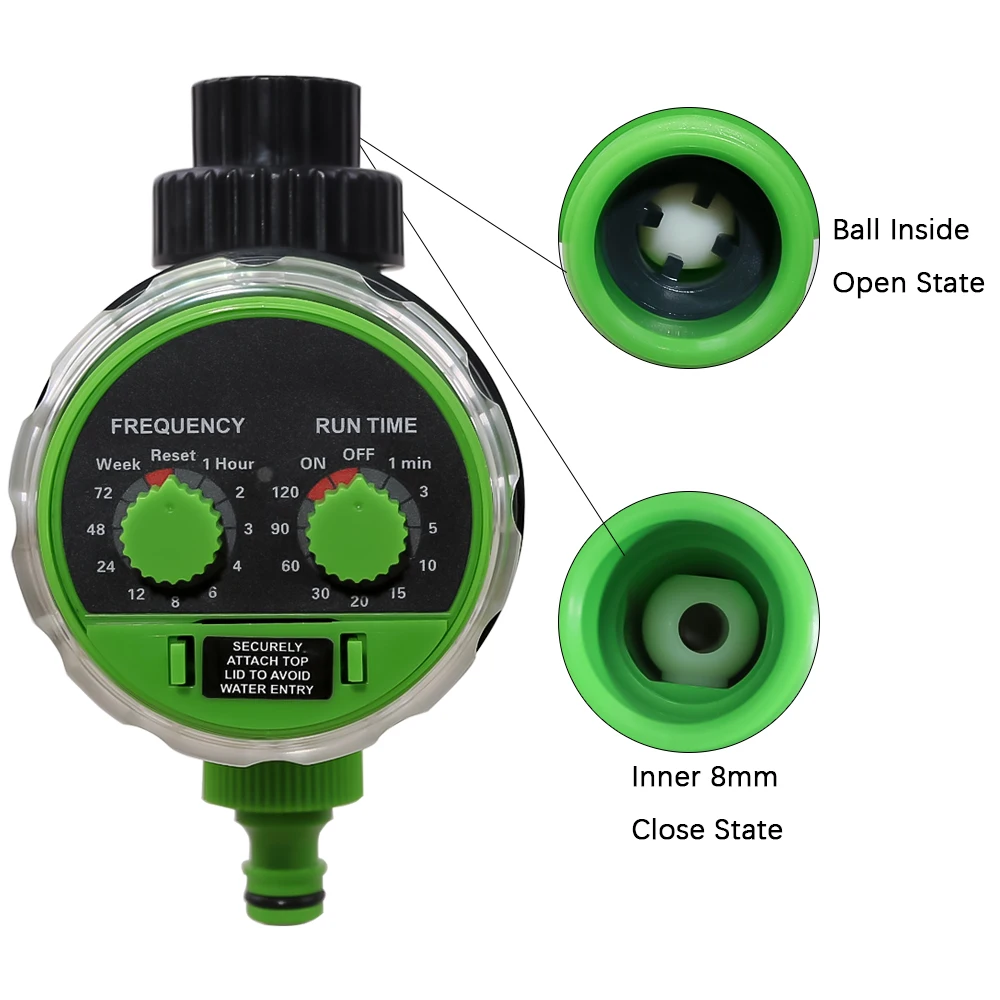 Garden Watering Timer 0 Water  Pressure Ball Valve Irrigation Controller Home Garden Automatic Watering Electronic Green - 4