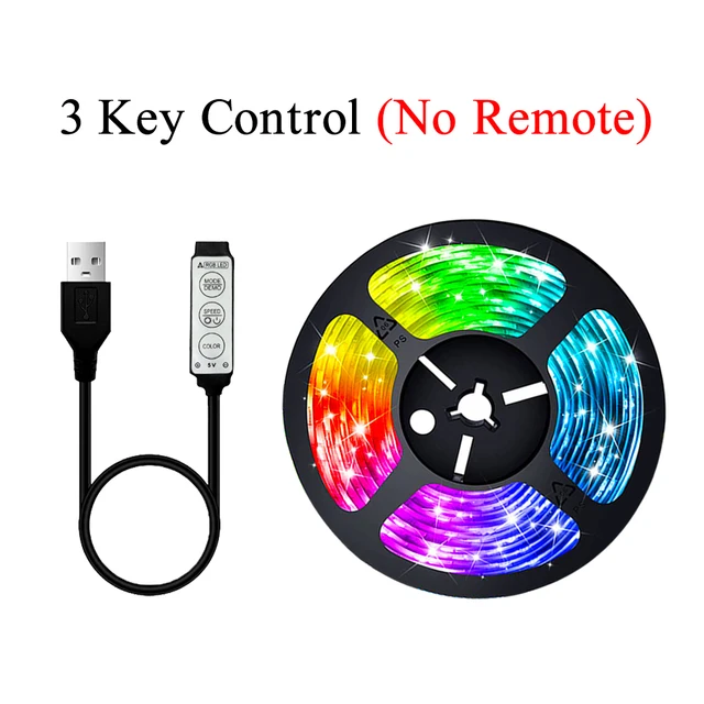 LED Strip Lights USB Bluetooth 5V RGB LED Lights Flexible LED Lamp Tape Ribbon RGB TV Desktop Screen BackLight Diode Tape Luces 3 Key Control