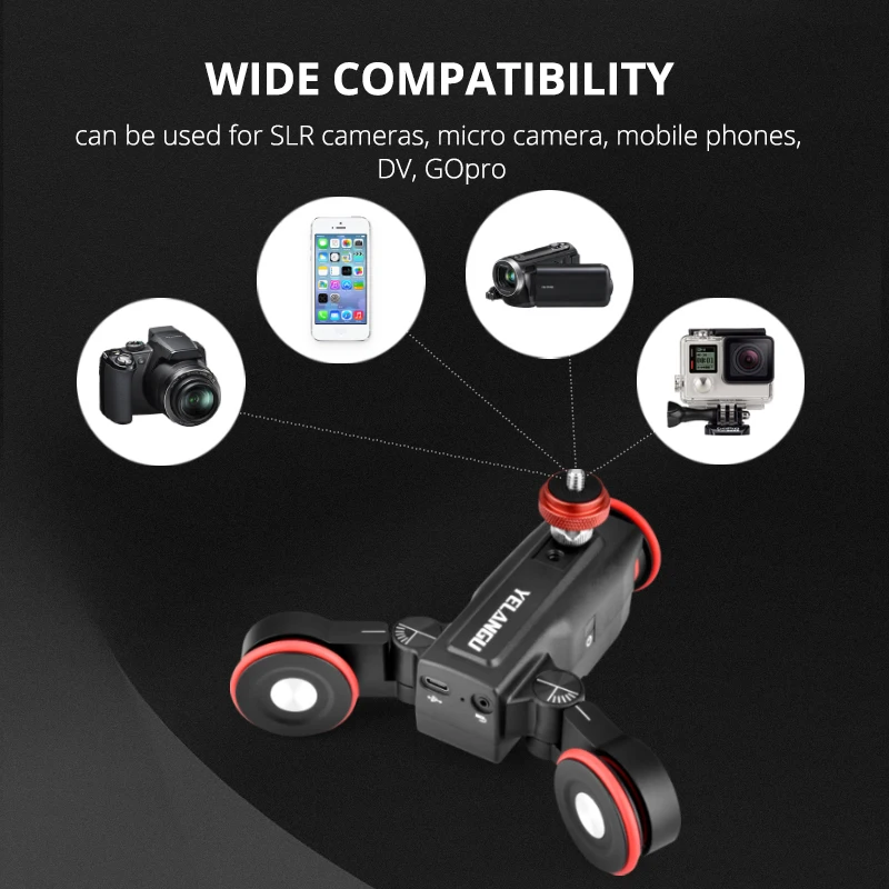 Yelangu l5 Motorizada Câmera Slider Automático de Vídeo Dolly Sistema Ferroviário do Carro para Dslr Câmera Telefone com Controle Remoto - Image 3