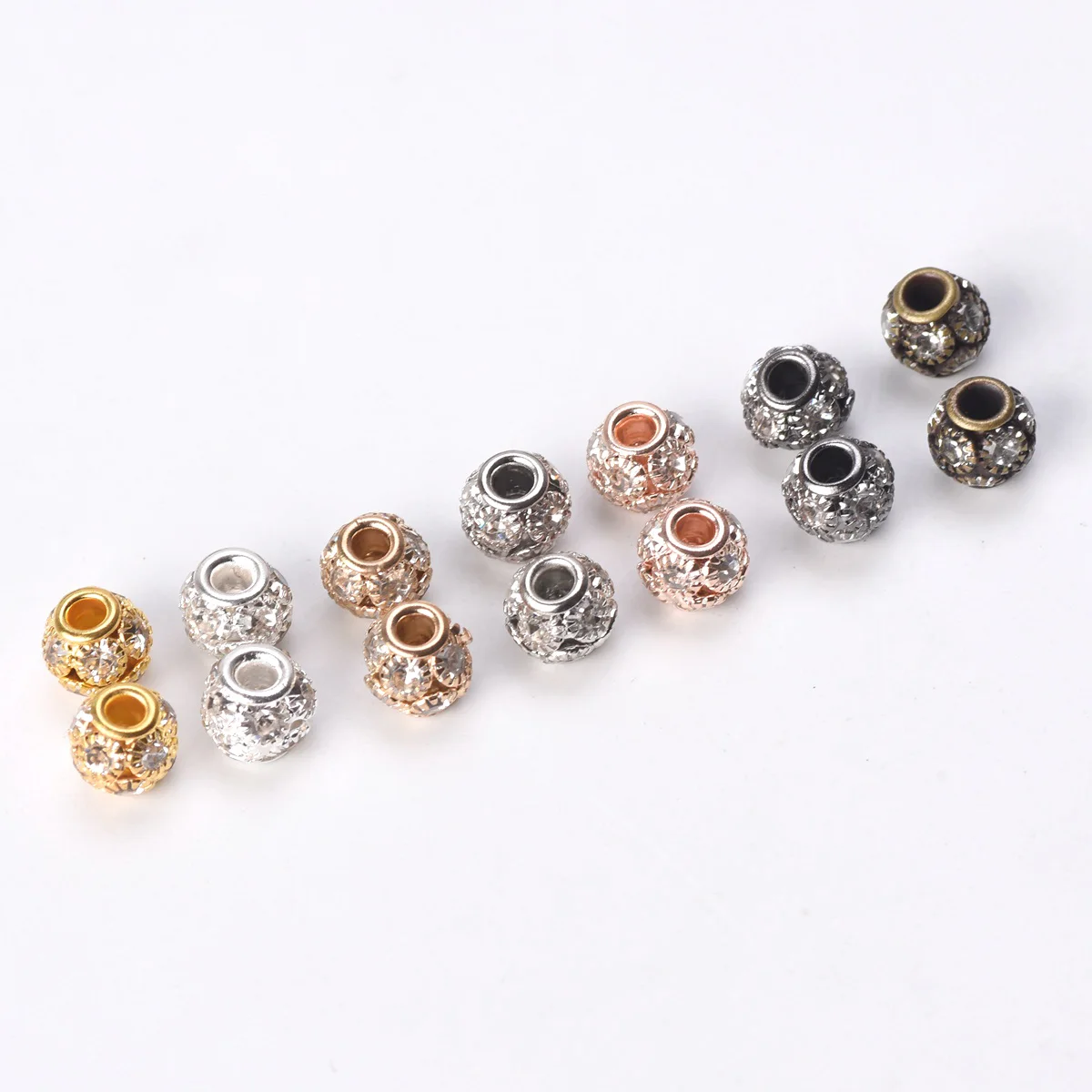10pcs Round Hollow Claw Crystal Ball 8mm 10mm 12mm Gold