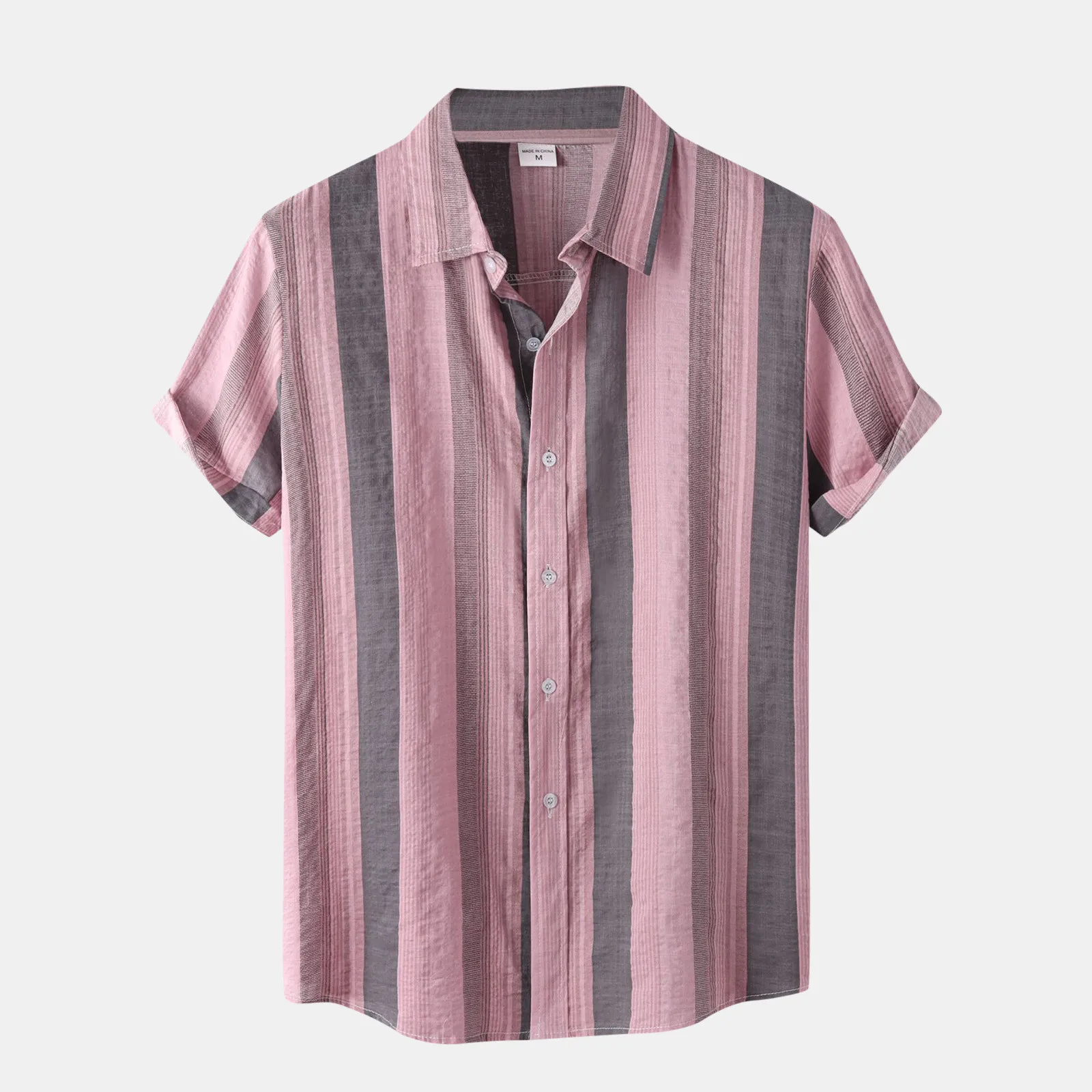 

Shirt Sleeve Turn-Down Stripe Shirt Men's Casual Short Splice Button Men Shirts Men's Clothes Fashion Shirts Tops