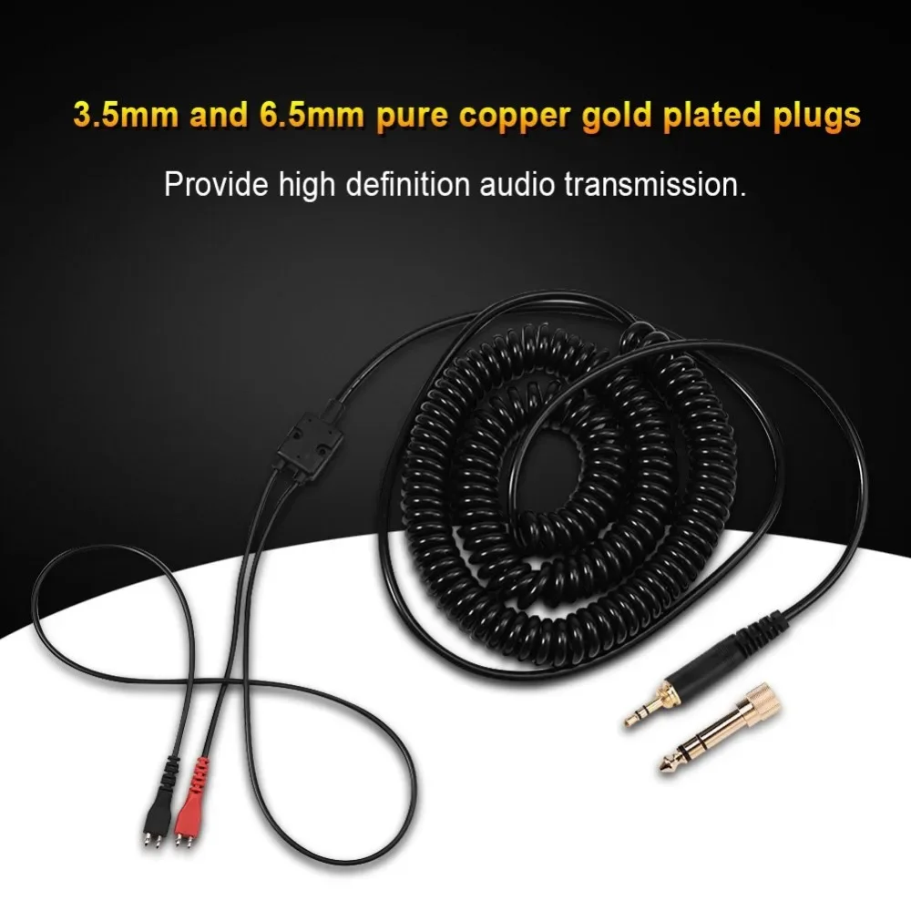 6.35mm Replacement Spring Coiled Cable Extension Cord for Sennheiser HD25 25-1 25-C 25-13 II SP 222 224 230 Headphones