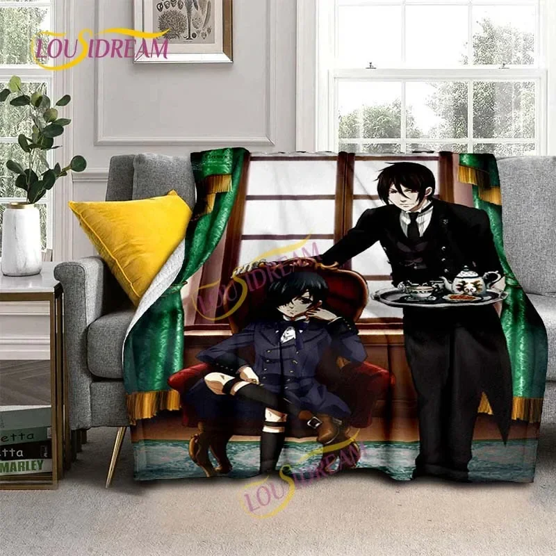 Black Butler Animation Flannel Blanket, Comfortable, Household Picnic Blanket, Suitable for All Seasons 3