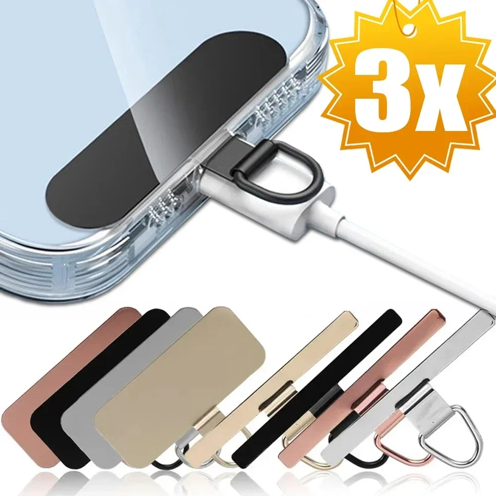 Phone Charm Holder 360° Rotating Phone Lanyard Tab - Ultra Thin 0.2mm  Stainless Steel Adhesive Free Holder - Gold Iphone Tether Tab