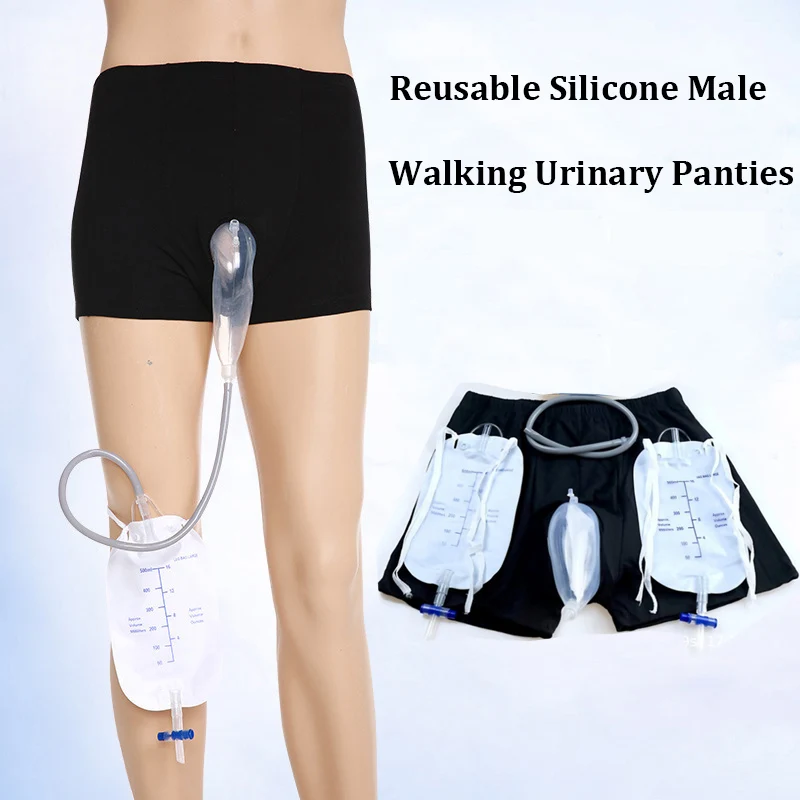 1 Set Male Urinals Underwear Wearable Urine Bag Incontinence Pants Leak  Proof Elderly Underwear 
