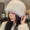 Mongolian Smooth Fluffy Plush Basin Hat New Fox Thickened Warm Bucket Caps Ear Protection Windproof Outdoor Flat Hat Ladies 3