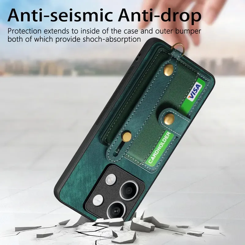 Wristband Leather Wallet Phone Case with Card Pocket
