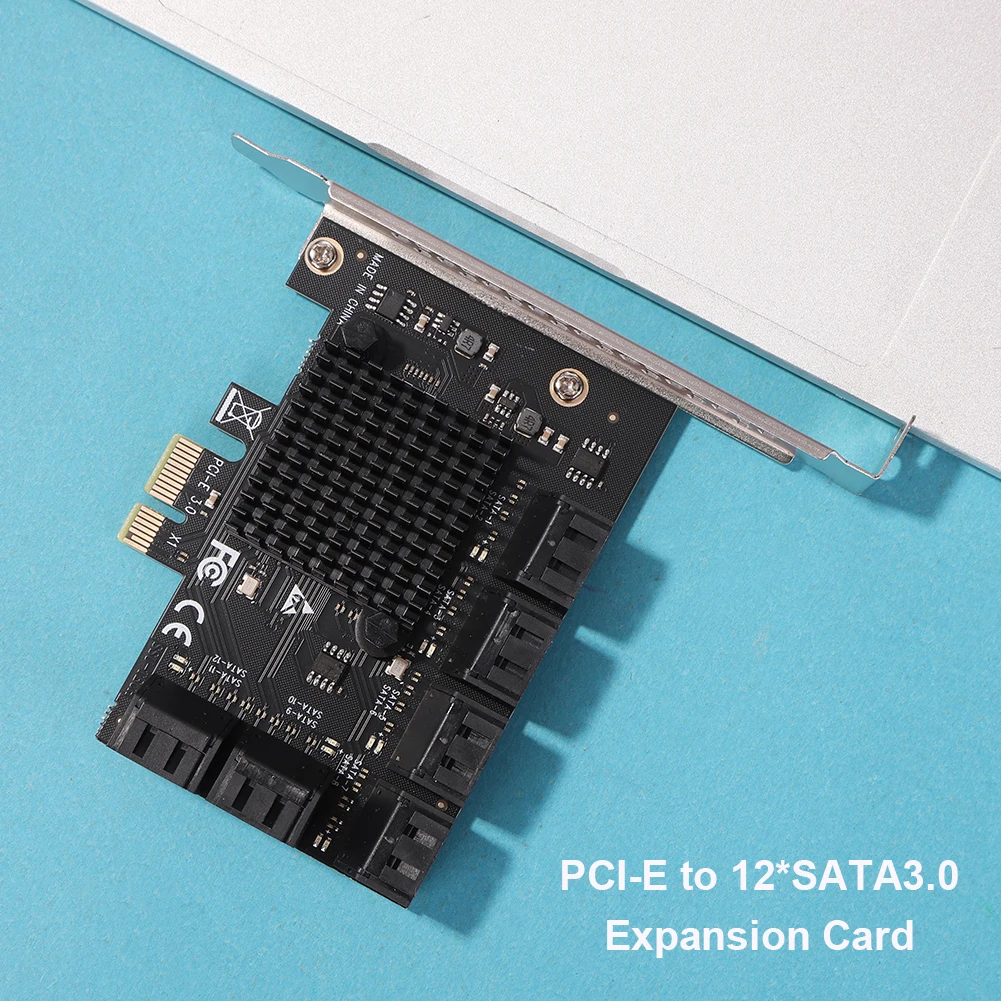 PCI-Express X1 to SATA 3.0 Expansion Card Controller Adapter Riser Expansion Card SA3112J PCIE Adapter 12 Port 6Gbps