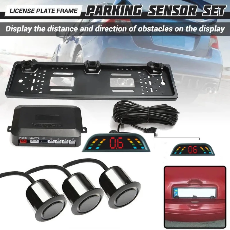 License Plate Parking Sensors Wireless Parking 3 Sensor Plate Frame for European Universal Car