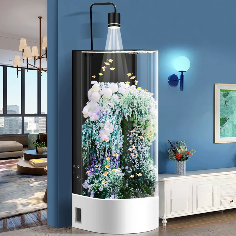 

Аквариум новый пол полукруглая экологическая самоциркуляция меняющая воду для гостиной маленький и средний размер аквариум