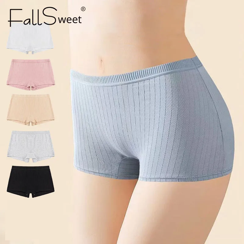 

FallSweet Cotton Boyshort Panties for Women Seamless Panty Mid-Rise Comfortable Safety Underpants Sexy Female Underwear M-XL