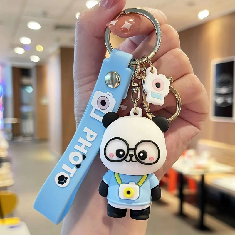 Porte Clé Dessin Animé Mignon Panda Tenant La Clé De Téléphone Panda Femme Cadeau Pendentif Pvc Voiture Pour Hommes Et Porte-Clés Accessoires De Pour Clés
