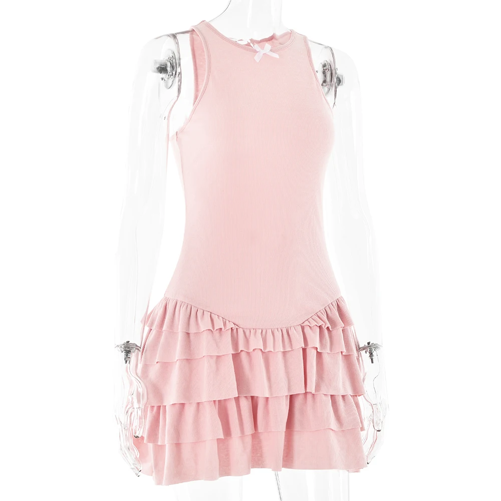 JULISSA MO Casual Y2k Ruffles Women Dress Black Spaghetti Strap Mini Dress Female Summer Slim Elegant Outdoor Sporty Streetwear