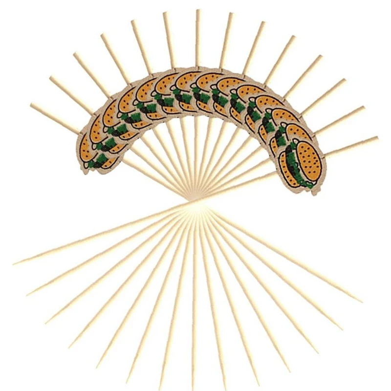 Food Picks 100 Pcs Burger Decorated Bamboo Sticks Disposable Fruit Sticks Snack Skewers Party Bamboo Food Picks Sandwich Decoration