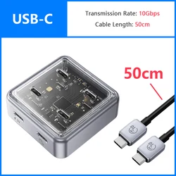 ORICO High-Speed 4-Port USB Hub with USB-A and Type-C Slots (10Gbps USB-C 50cm)