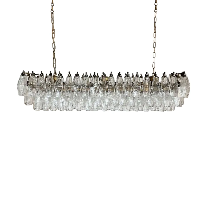 Long Diamond Glass Shape Chandelier Lights Hanglamp Classic Creative Light Fixture over Dining Table Vintage Lighting