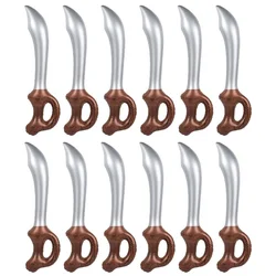 Set of 12 Inflatable Pirate Swords - Halloween Toy Swords for Parties, Costumes, and Stage Props (Coffee)