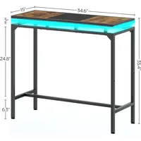 LED-Illuminated Counter-Height Metal Pub Table for Living and Dining Rooms - Black 3