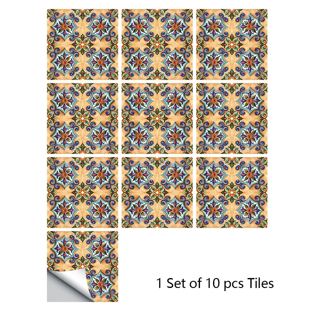 thumbnail image 1 of 10 piezas/juego de 10/15/20/30 cm, mosaicos de mármol planos duros, pegatinas de pared para cocina, baño, suelo, decoración diagonal, papel tapiz, mural artístico de PVC, 1 of 5