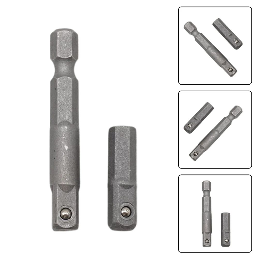 

2Pcs/Set Impact Socket Adapter Converter 1/4" Hex Shank To 1/4" Socket Adapter Socket Drill Bit Bar Extension Rod Wrench 25/50mm