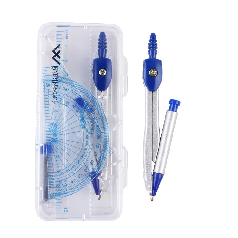 Math Sets 7Pcs Set Student Ruler Set Compass Ruler Geometric Professional Drawing Tools Boxed Compass
