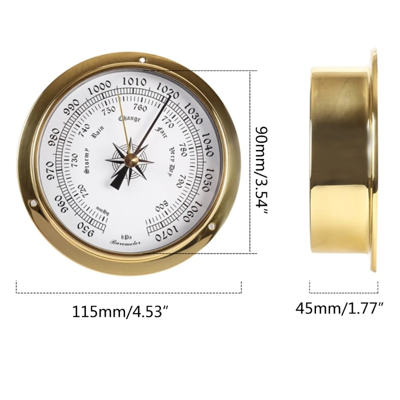 Wall Mounted Thermometer Hygrometer Barometer Watch Tidal Clock Weather Station Indoor Outdoor 115mm