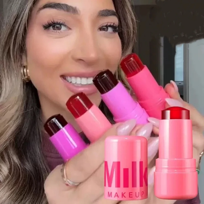 Blush Stick Facial Blusher 3-in-1 Milk Jelly Tint Facial Blusher Wand Pocket Blush Stick Silky Brighten Facial Cheek Water Jelly Tint Sheer Lip Cheek Stain