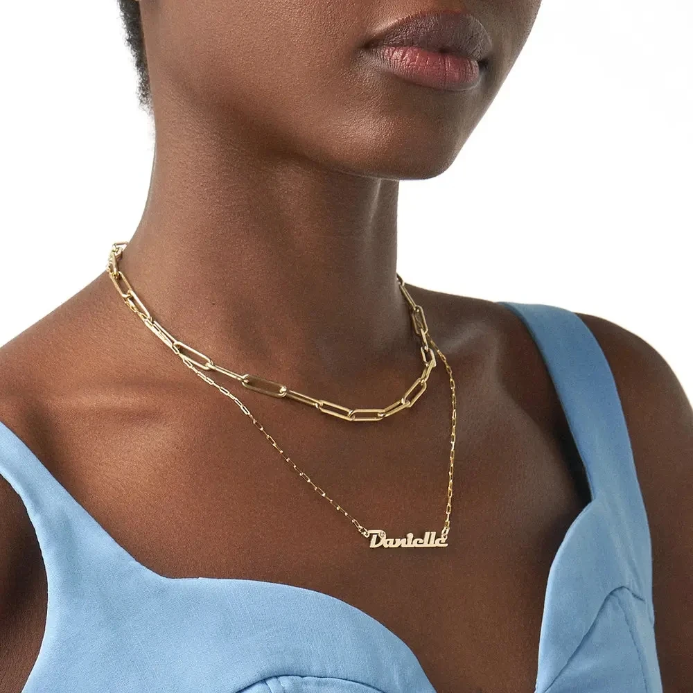 

Custom Double-layer Chain Name Necklace Women Girl Jewelry Stainless Steel Nameplate Pendant Necklace Best Friends Gifts