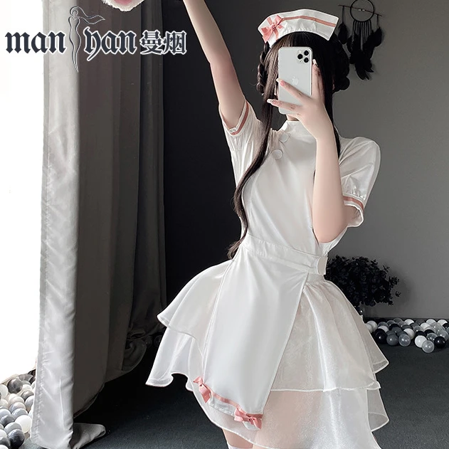 Lovely Porno Party Lolita Nurse Dress Lace Cosplay Costumes Doctor  Tempatation Sexy Lingerie Cute Bowknot Soft Yarn Nightdress - Sexy Costumes  - AliExpress