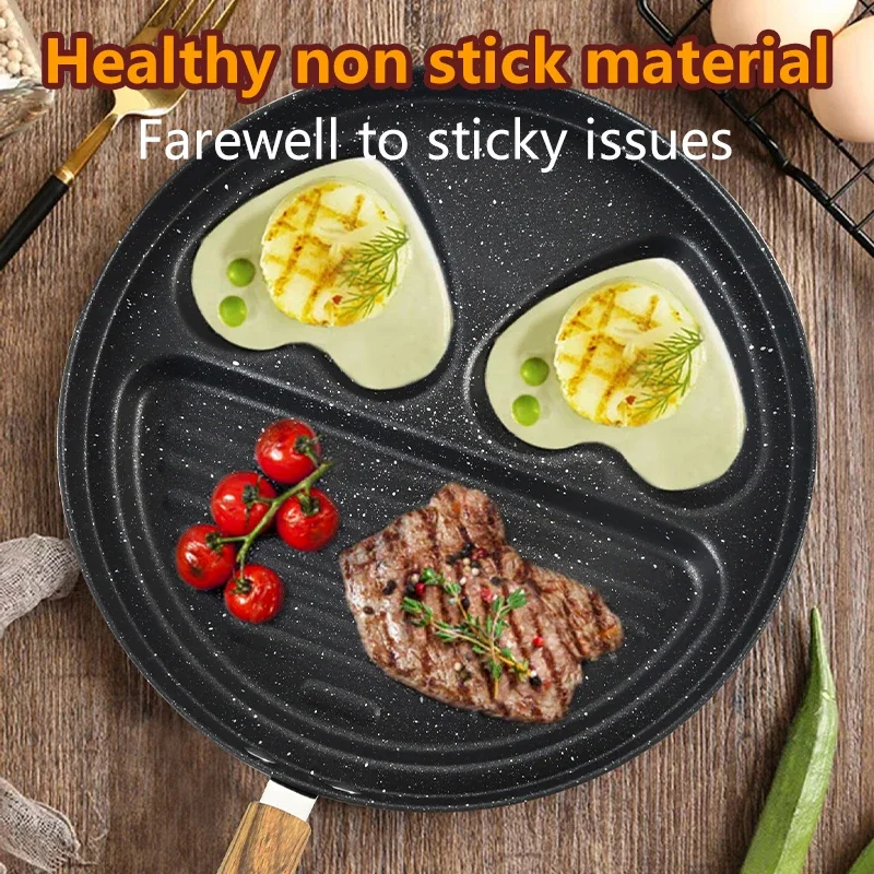 Export-grade 3-in-1 non-stick omelettepan, frying pan, egg hamburger, steak frying pan, breakfast pan, household artifact 3