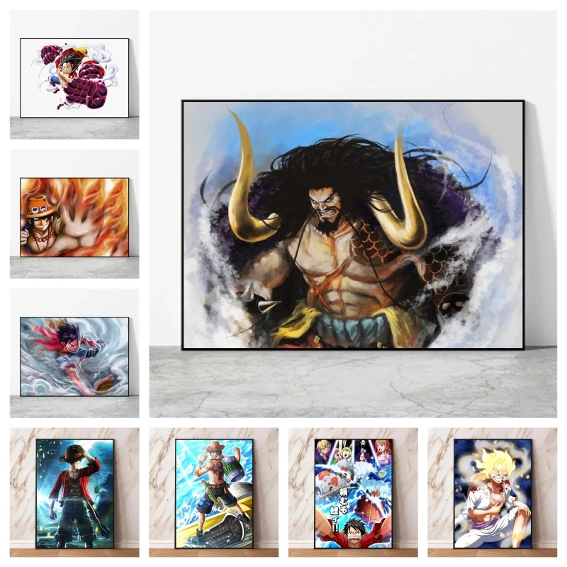 

Print On Canvas One Piece Luffy Decoration Paintings Hanging Cuadros Best Gift Children Gifts High Quality Art