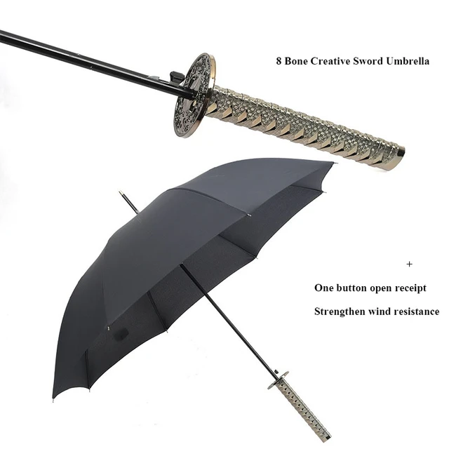Männer Cartoon Lange Griff Dach, Faser, Auge Und Regen, Kreative  Persönlichkeit, Samurai Schwert Regenschirm, männlichen _ - AliExpress  Mobile