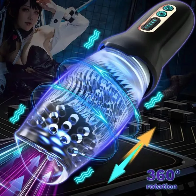 Automatische Thrusting Rotierenden Männlicher Masturbator Tasse Vibrierende Penis Pumpe Trainer Masturbation Erwachsene Sex Spielzeug für Männer Erwachsene Waren 1