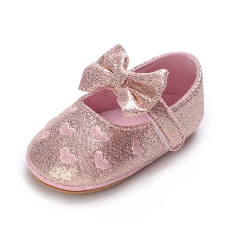New Fashion Newborn Baby Flats Pink Baby Shoes Non-slip Cloth Soled Girls Shoes Elegant Breathable Casual Walking
