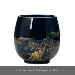 Japanese-Style Ceramic Teacup - Elegant 180ml Large Mug - 180ml (A)