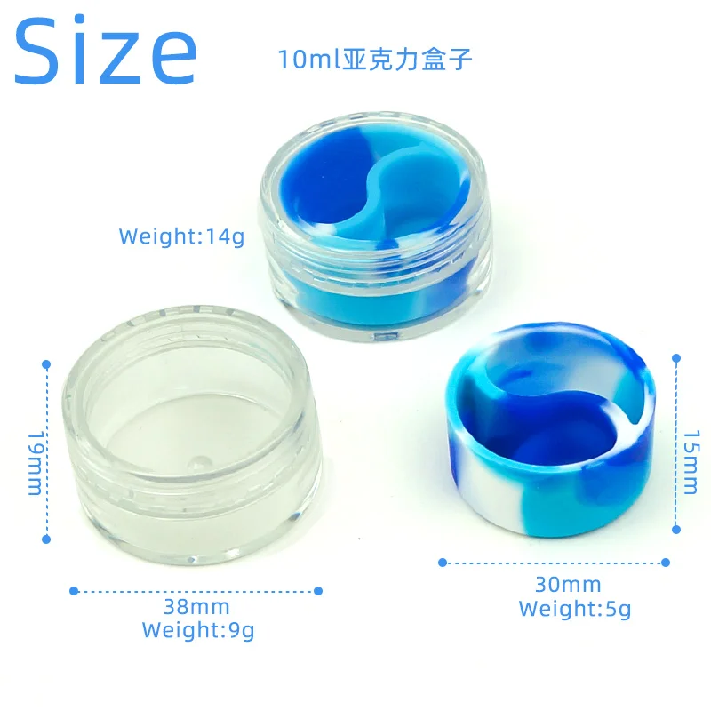3 pcs 5ML 7ML 10ML Acrylic shell silicone wax container Pill Storage box Oil container smoking tobacco container 3