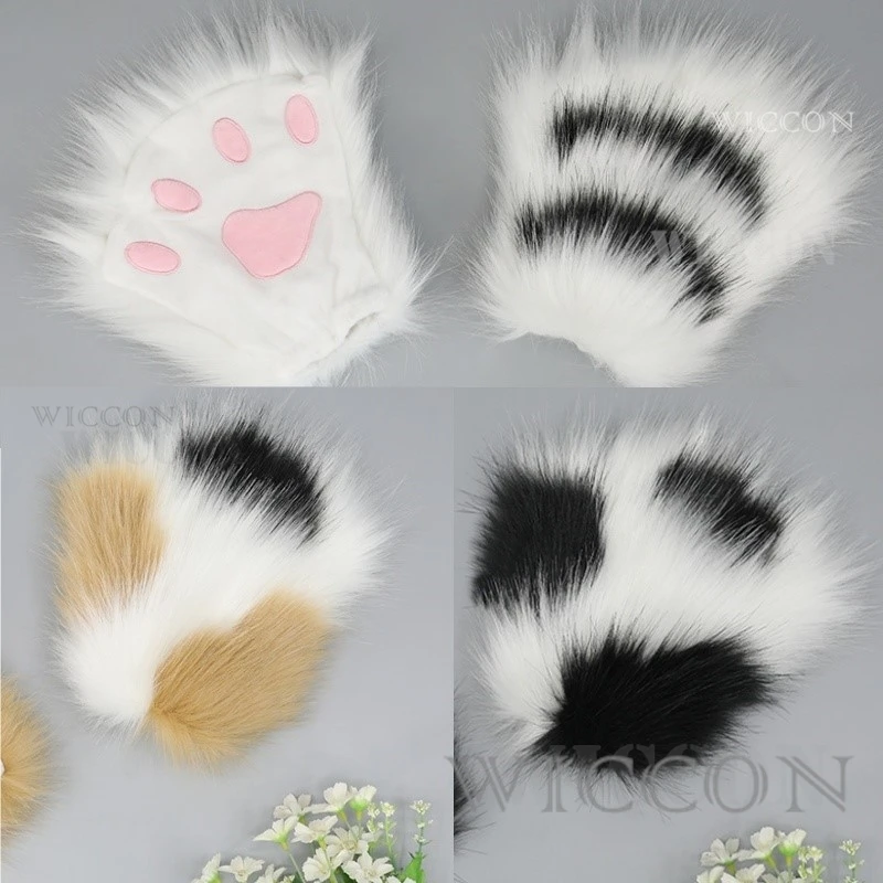 Furry Gloves Kig Fursuit Kigurumi Cosplay Plush Gloves Full Season Claw Gift