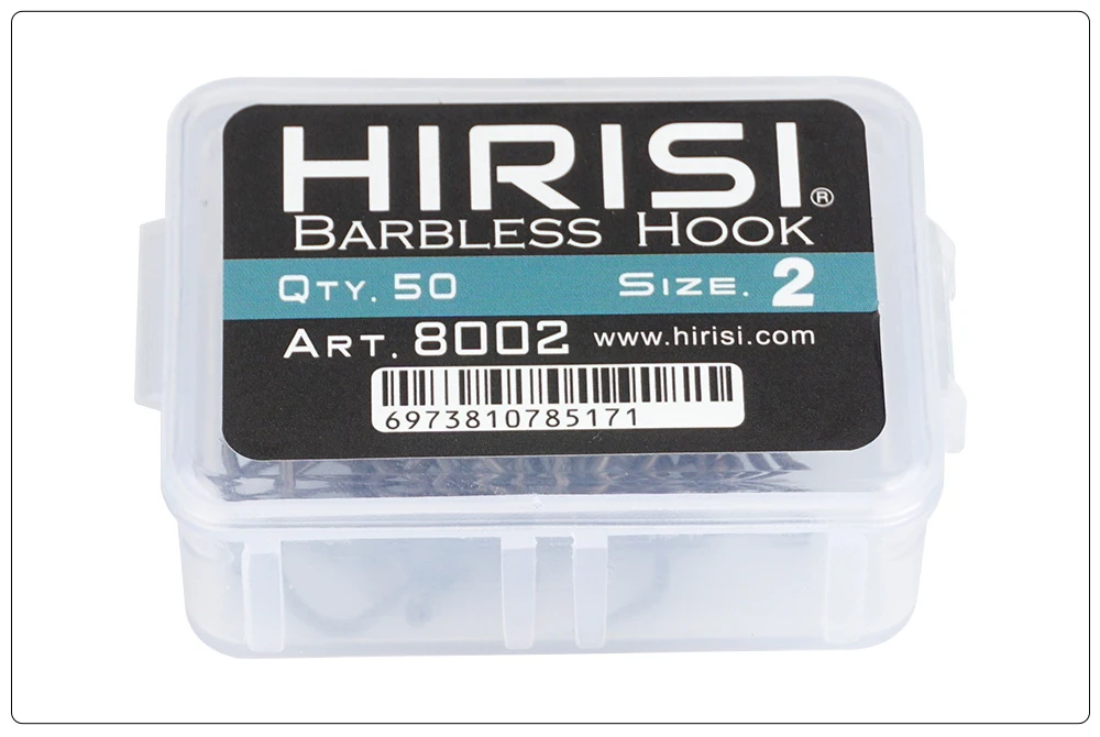 Hirisi 50/100 Stück Hochkarbon-Edelstahl Widerhakenlose Haken mit PTFE-Beschichtung Angelhaken Angelzubehör 8002 – Detail 3