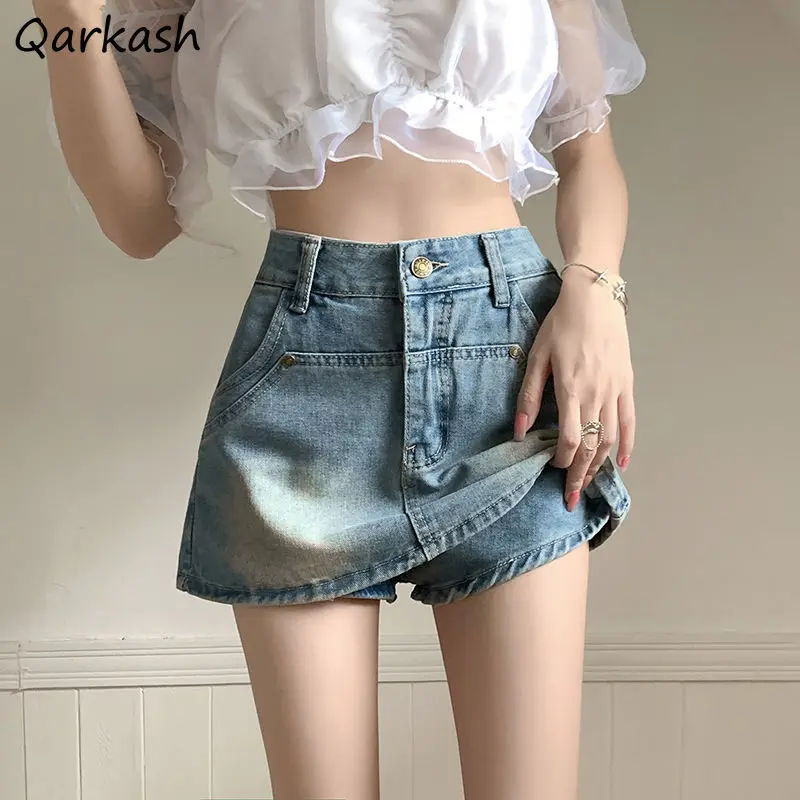 Sexy Girl Vintage Denim Gonne Donna A-Line Mini Streetwear Ins Minority Fashion Ulzzang Elegante Estate Y2K Chic Simple Young