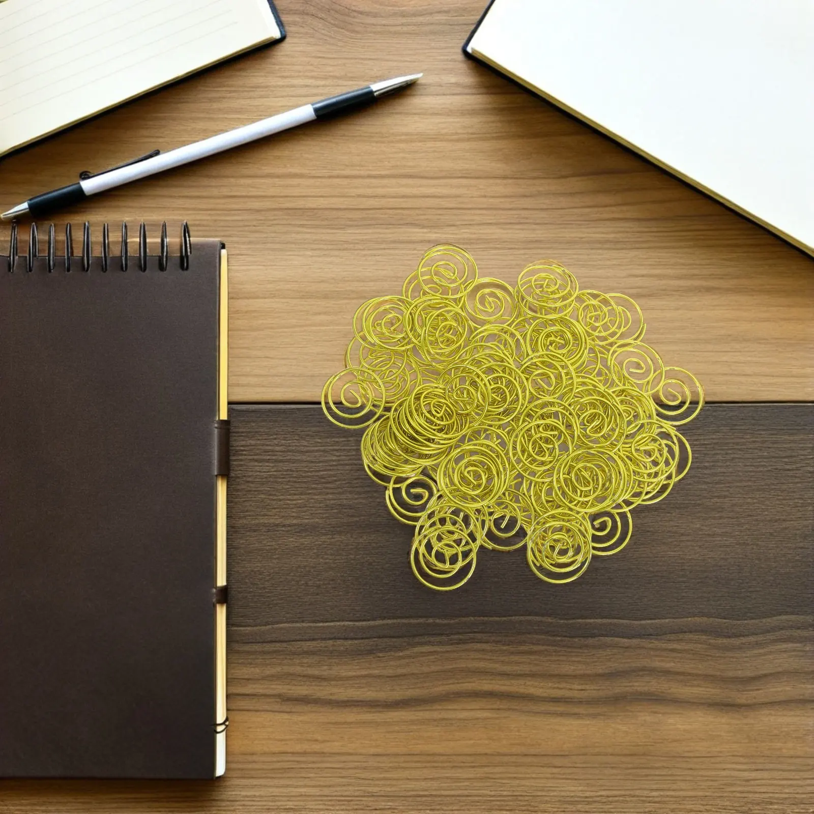 100Pcs 금속 원형 종이 클립 작은 원형 와이어 종이 클램프 문서 정리 도구 파일 정렬 북마크 클립