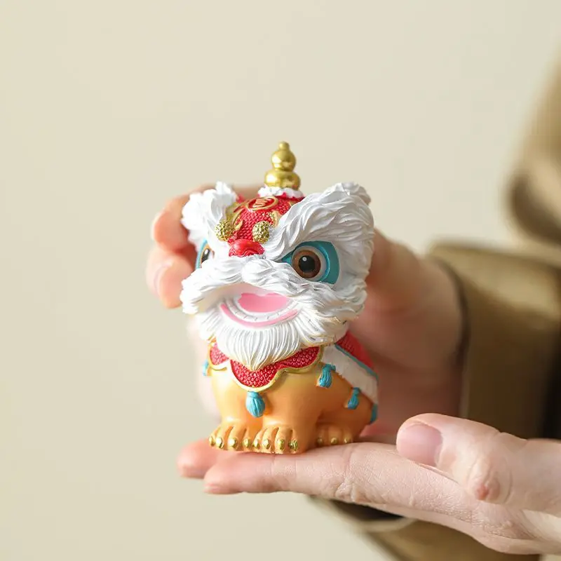1pcs New Chinese Style Lion Dance Desktop Decoration Tea Table Decoration Resin Tea Pet Lion Dance Tea Ceremony Accessories