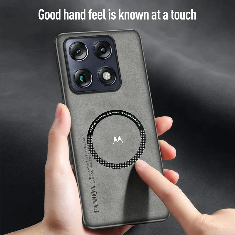 Premium Sheepskin Leather Case with Car Magnetic Mount and Anti-Drop Protection