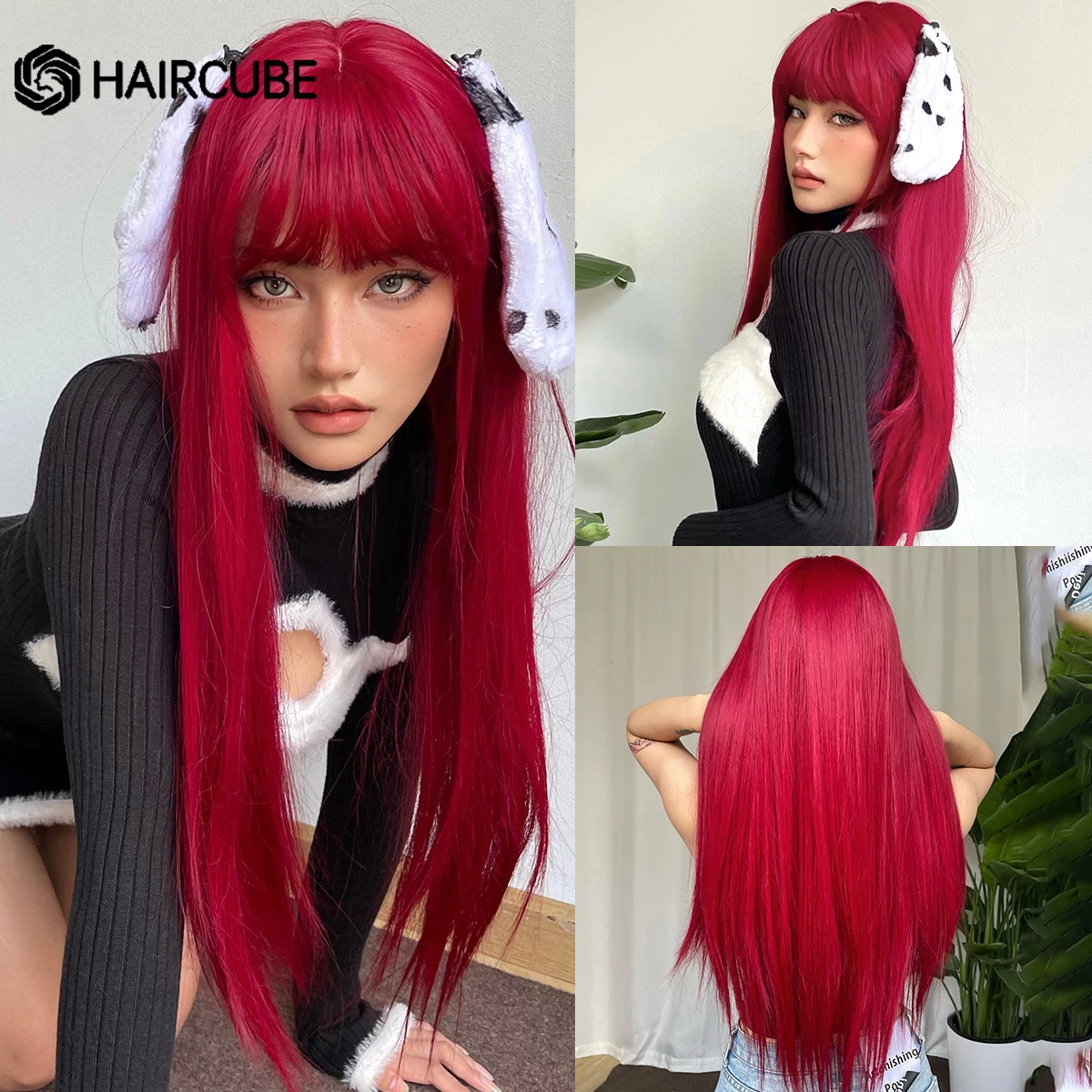 com franja para preto feminino cosplay perucas